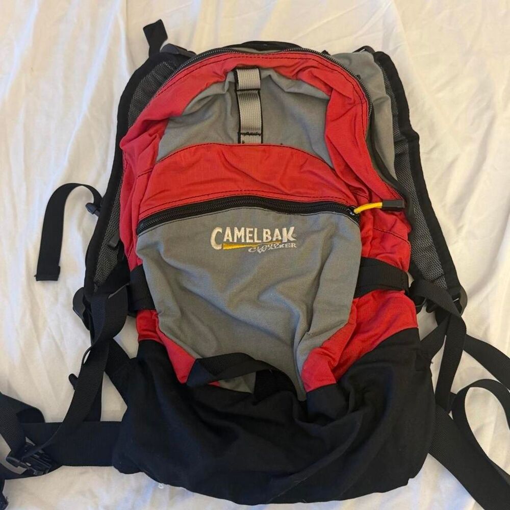 Vintage CamelBak CWO HAWG Red Gray Hydration Backpack Pack Hydrate Or Die